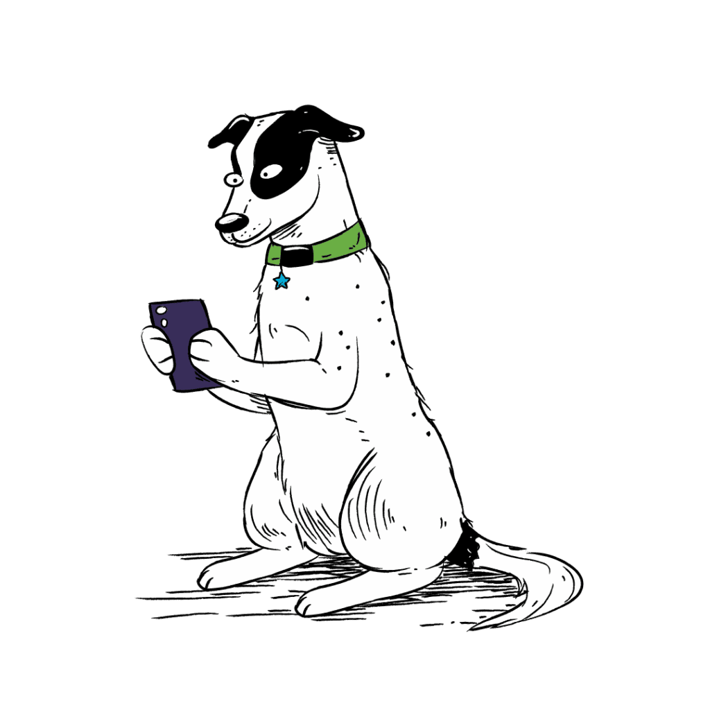 dog-holding-mobile-phone